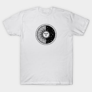 Sun Face, Stars And The Wheel Of Zodiac T-Shirt